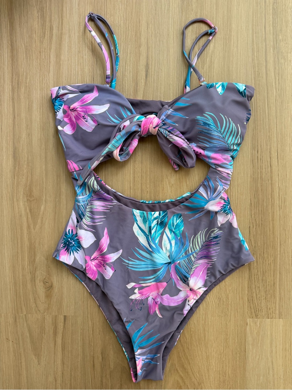 Altard State Swim Tropical Floral Cutout One Piece Swimsuit Medium